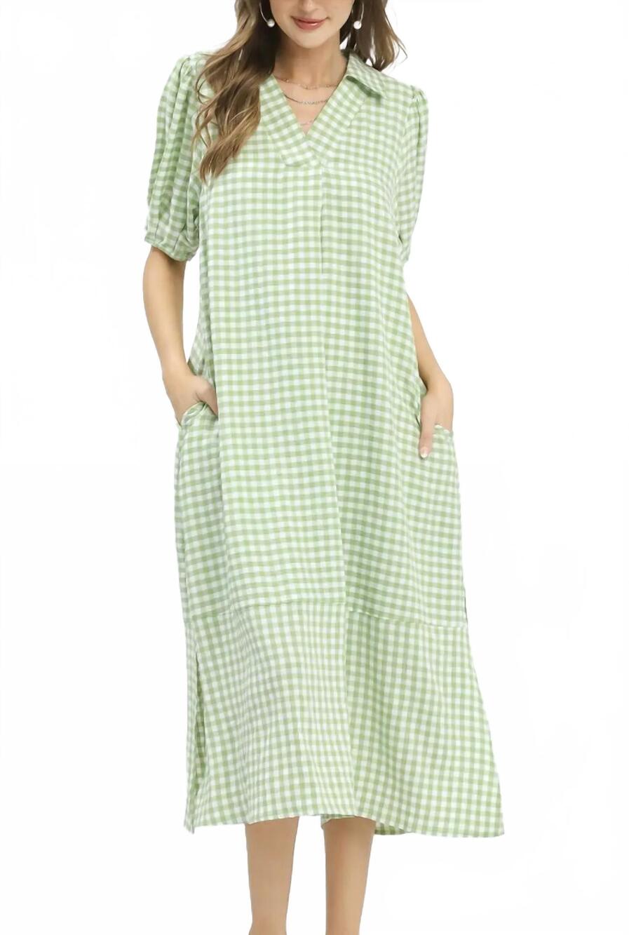 NEW UMGEE gingham dress in sage